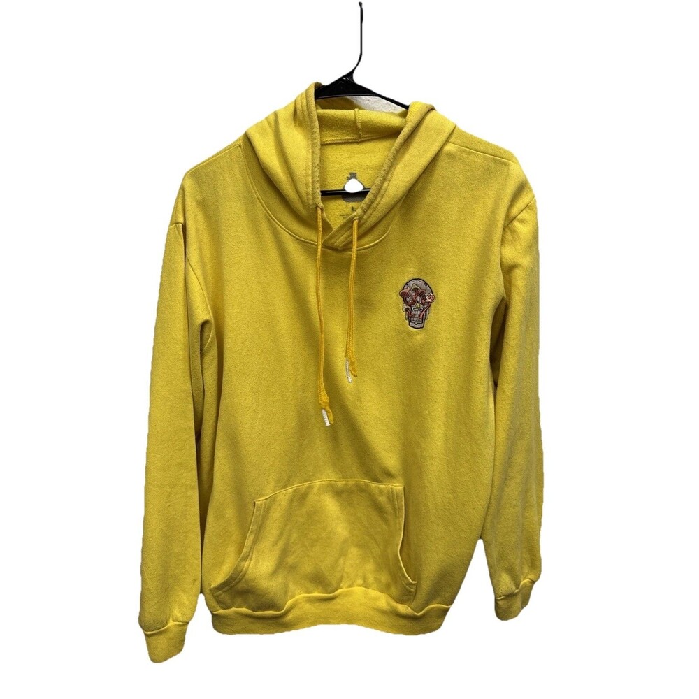 Launder Skull Mushroom Hoodie L Yellow Embroidered Pocket